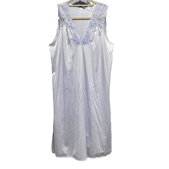 Vintage Vanity Fair Small Blue Nightgown With Lace Yoke - Picture 8 of 8